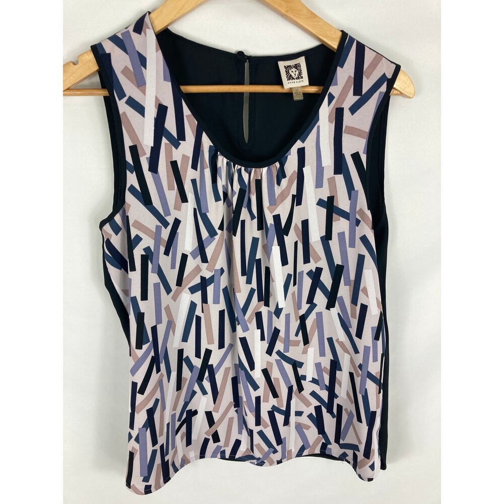 Anne Klein Patterned Front Sleeveless Blouse Size 12